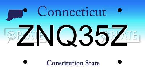 ZNQ35Z Connecticut License Plate