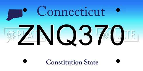 ZNQ370 Connecticut License Plate