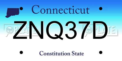 ZNQ37D Connecticut License Plate