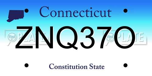 ZNQ37O Connecticut License Plate