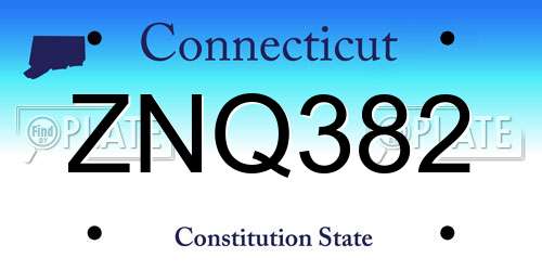ZNQ382 Connecticut License Plate