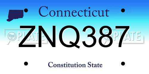 ZNQ387 Connecticut License Plate