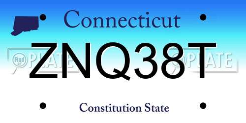 ZNQ38T Connecticut License Plate
