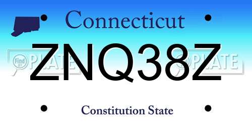 ZNQ38Z Connecticut License Plate