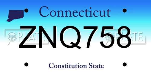ZNQ758 Connecticut License Plate