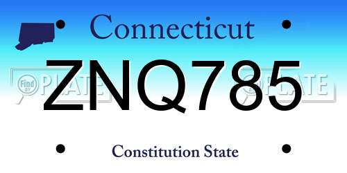 ZNQ785 Connecticut License Plate