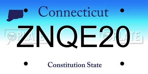 ZNQE20 Connecticut License Plate