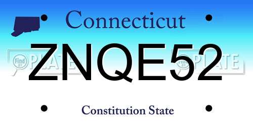 ZNQE52 Connecticut License Plate