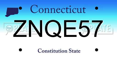 ZNQE57 Connecticut License Plate