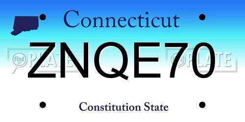 ZNQE70 Connecticut License Plate