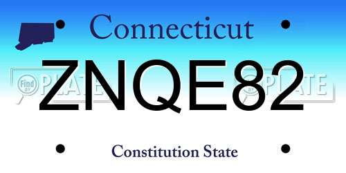 ZNQE82 Connecticut License Plate