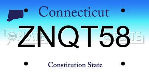 ZNQT58 Connecticut License Plate