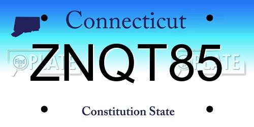 ZNQT85 Connecticut License Plate