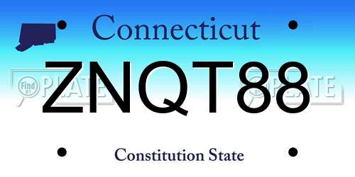 ZNQT88 Connecticut License Plate