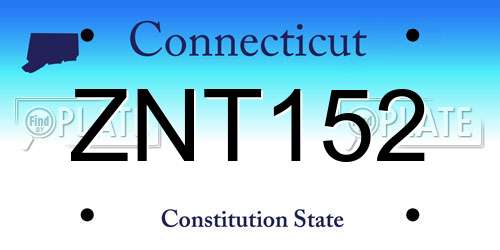 ZNT152 Connecticut License Plate