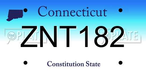 ZNT182 Connecticut License Plate