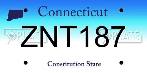 ZNT187 Connecticut License Plate