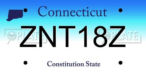ZNT18Z Connecticut License Plate