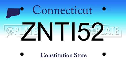 ZNTI52 Connecticut License Plate