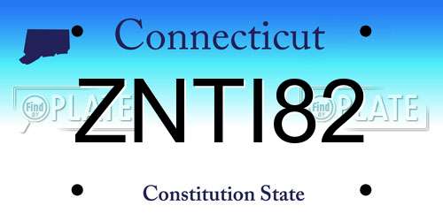 ZNTI82 Connecticut License Plate