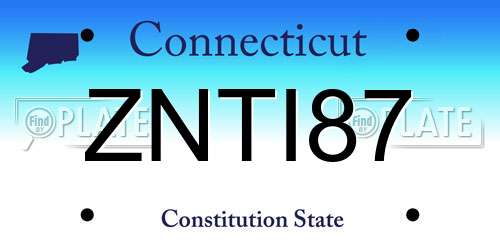 ZNTI87 Connecticut License Plate