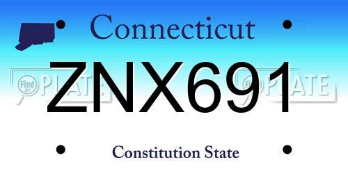 ZNX691 Connecticut License Plate