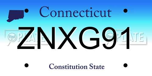 ZNXG91 Connecticut License Plate