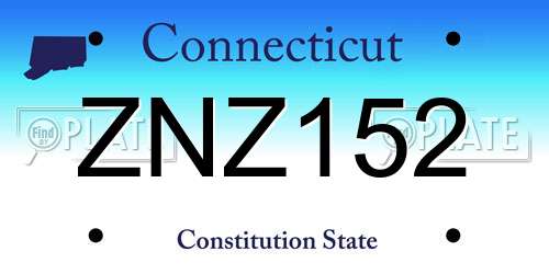 ZNZ152 Connecticut License Plate