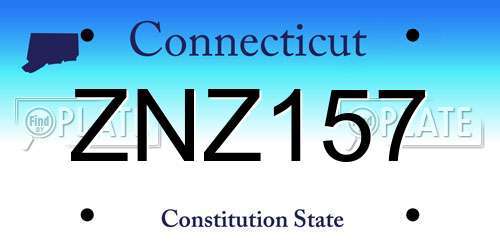 ZNZ157 Connecticut License Plate