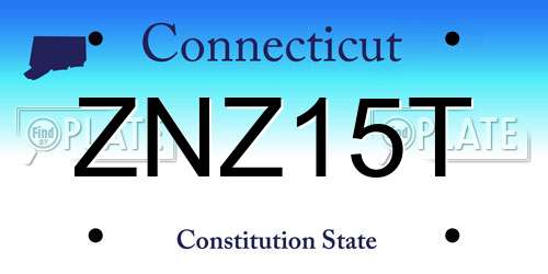 ZNZ15T Connecticut License Plate