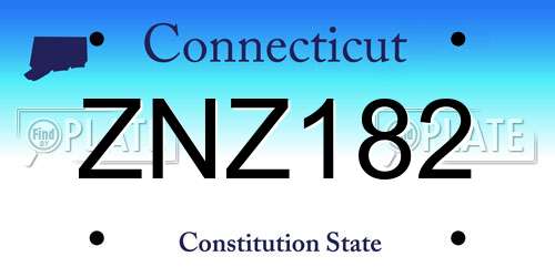 ZNZ182 Connecticut License Plate