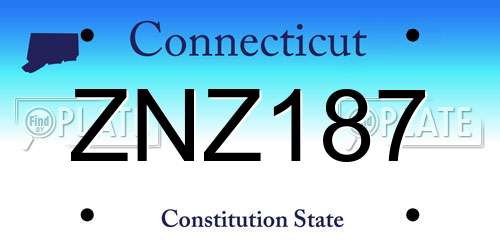 ZNZ187 Connecticut License Plate