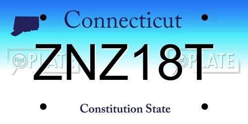 ZNZ18T Connecticut License Plate
