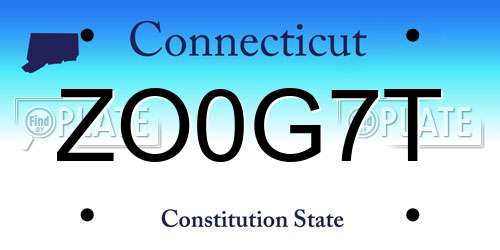 ZO0G7T Connecticut License Plate
