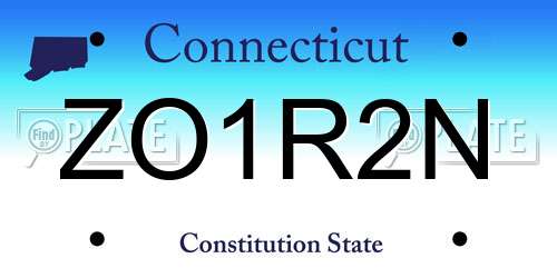 ZO1R2N Connecticut License Plate