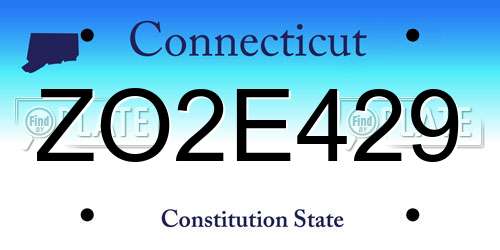 ZO2E429 Connecticut License Plate
