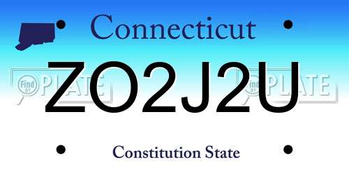 ZO2J2U Connecticut License Plate