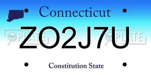 ZO2J7U Connecticut License Plate