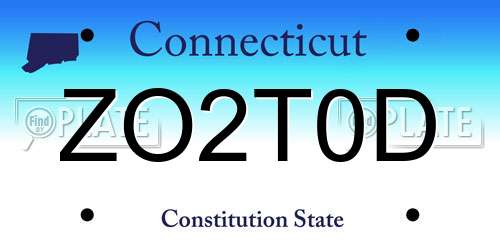 ZO2T0D Connecticut License Plate