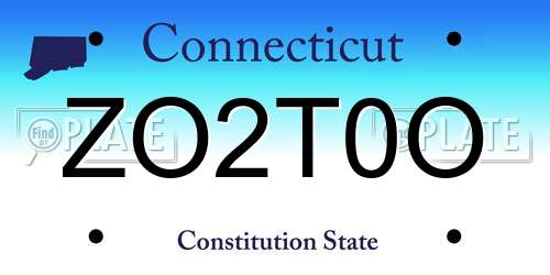 ZO2T0O Connecticut License Plate