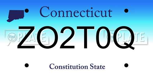 ZO2T0Q Connecticut License Plate