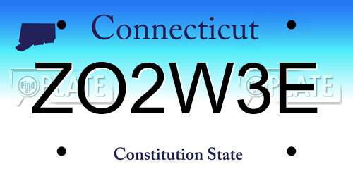 ZO2W3E Connecticut License Plate