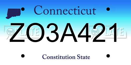 ZO3A421 Connecticut License Plate