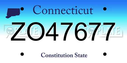 ZO47677 Connecticut License Plate