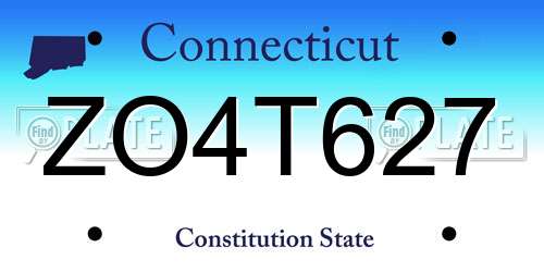 ZO4T627 Connecticut License Plate