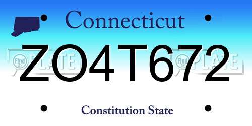 ZO4T672 Connecticut License Plate