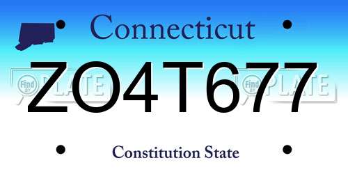 ZO4T677 Connecticut License Plate