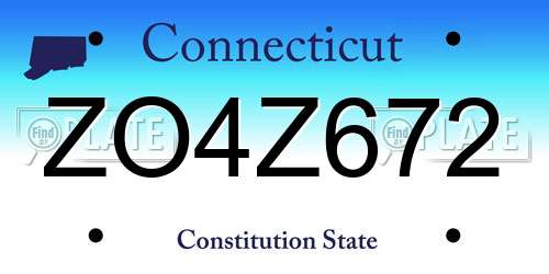 ZO4Z672 Connecticut License Plate