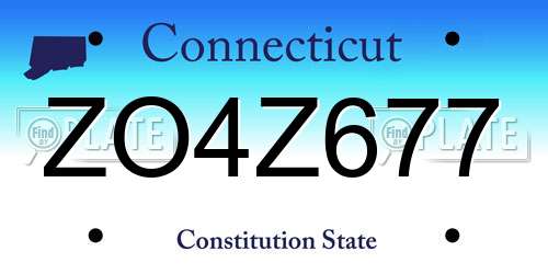 ZO4Z677 Connecticut License Plate