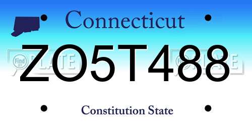ZO5T488 Connecticut License Plate